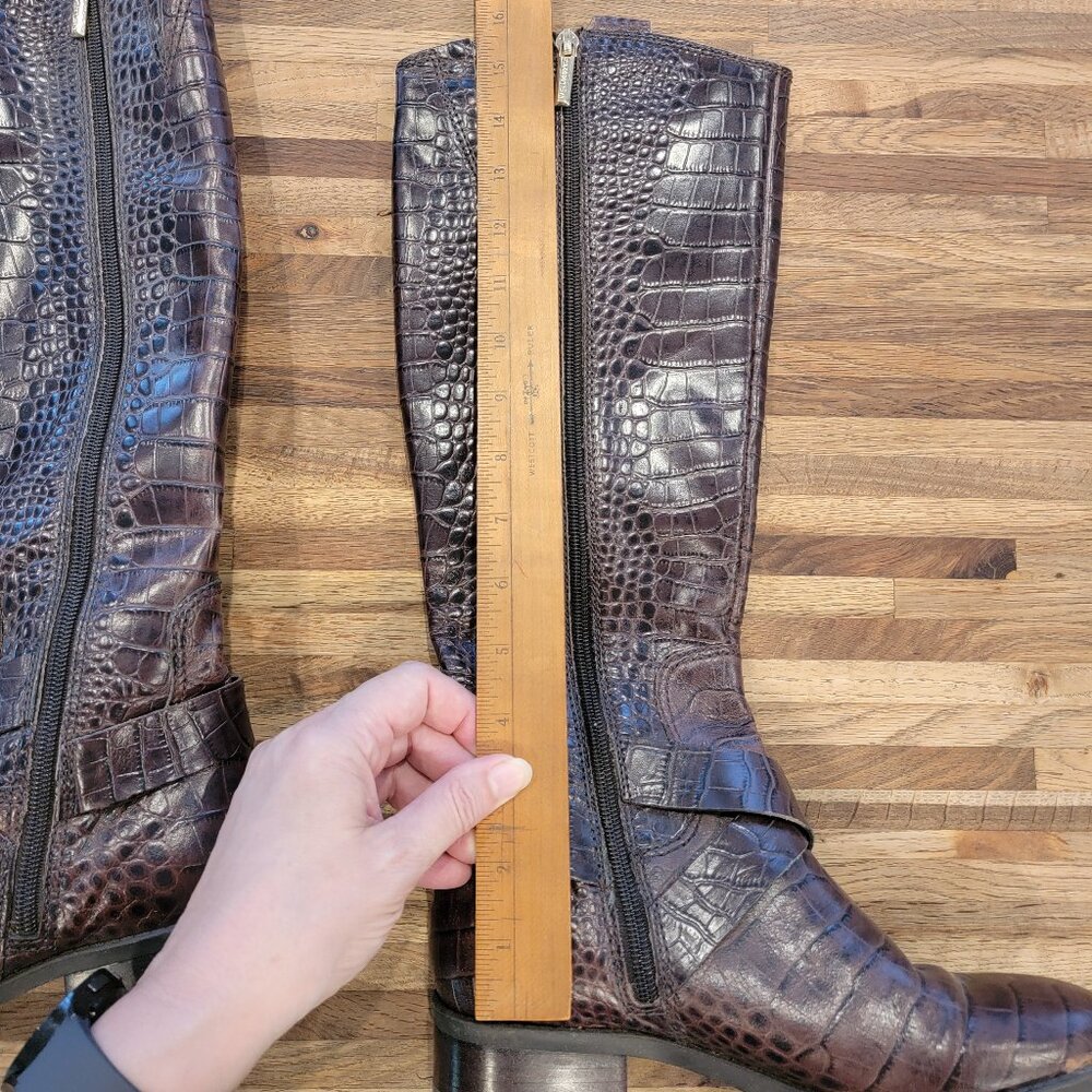 Karl Lagerfeld W Muret Women's Tall Faux Alligator Brown Boots - Picture 15 of 15
